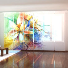 Laden Sie das Bild in den Galerie-Viewer, Foto-Schiebegardine &quot;bunte Blumen gemalt&quot;